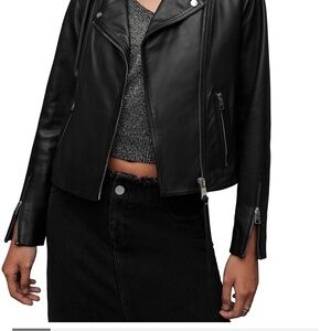 All Saints Black Leather Motorcycle Jacket